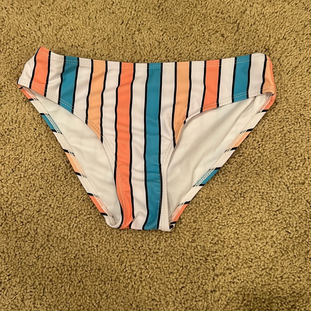 SHEIN Girls White Striped Bikini Bottom Size 150